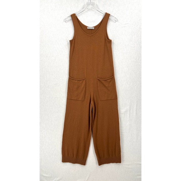 EVERLANE The Cashmere Jumpsuit Womens Small Brown Sleeveless Wide Strap Knit - Picture 4 of 16